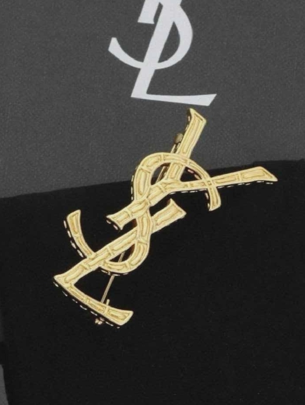 Yves Saint Laurent Gold Monogram Brooch for Women - Picture 5 of 5